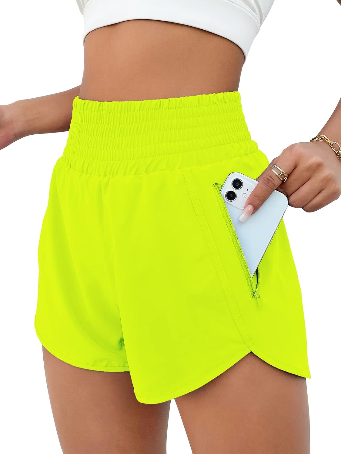 BMJL Women's Athletic Shorts High Waisted Running Short Pocket 2.5" Sporty Shorts Gym Workout Shorts