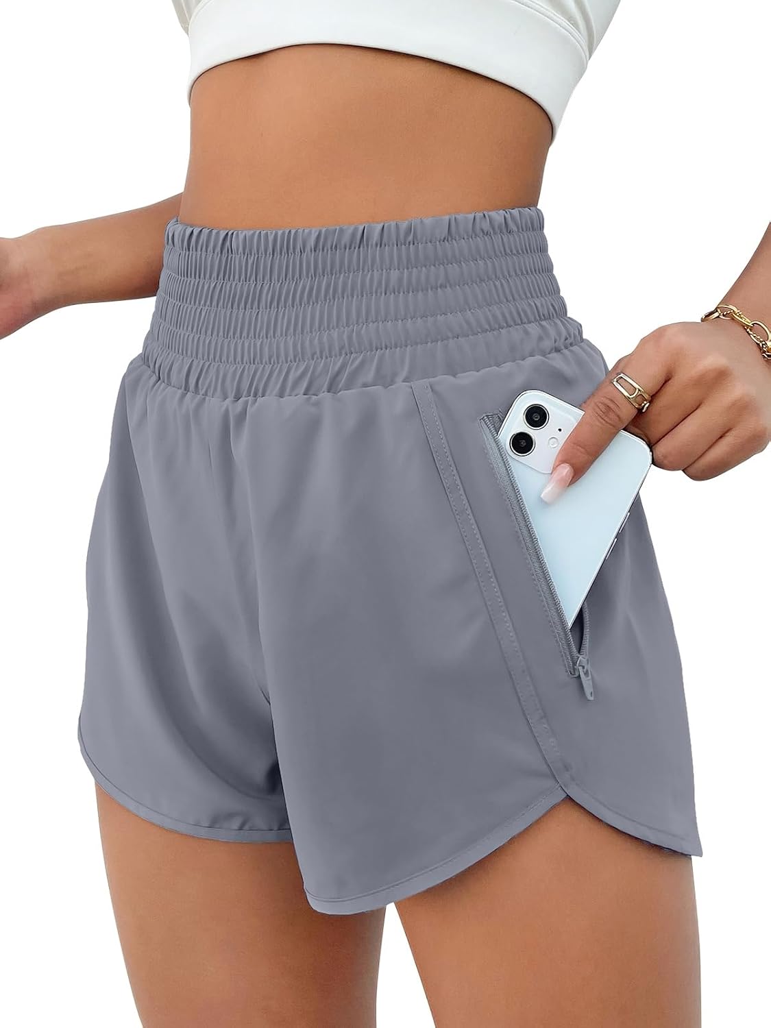 BMJL Women's Athletic Shorts High Waisted Running Short Pocket 2.5" Sporty Shorts Gym Workout Shorts