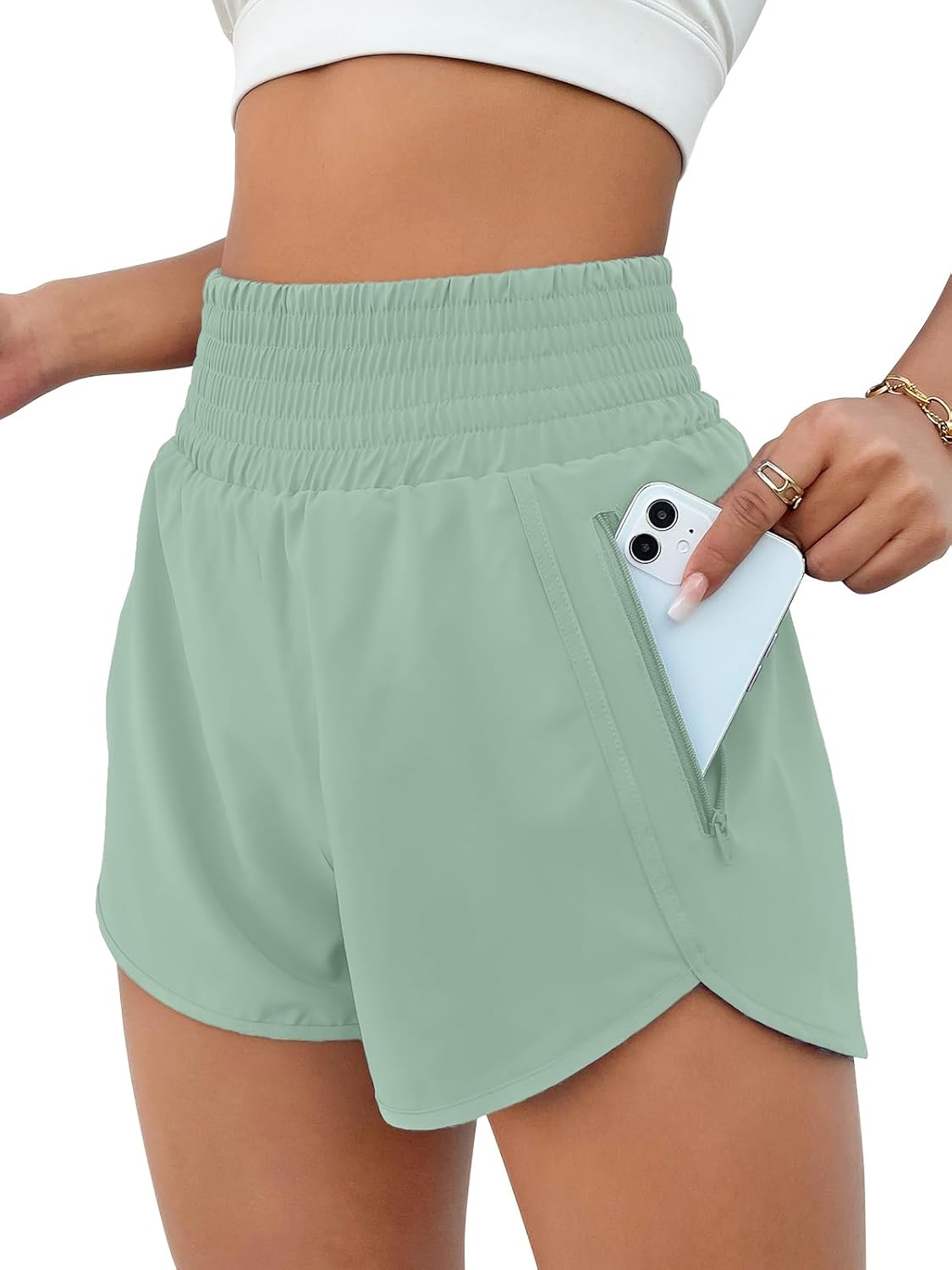 BMJL Women's Athletic Shorts High Waisted Running Short Pocket 2.5" Sporty Shorts Gym Workout Shorts