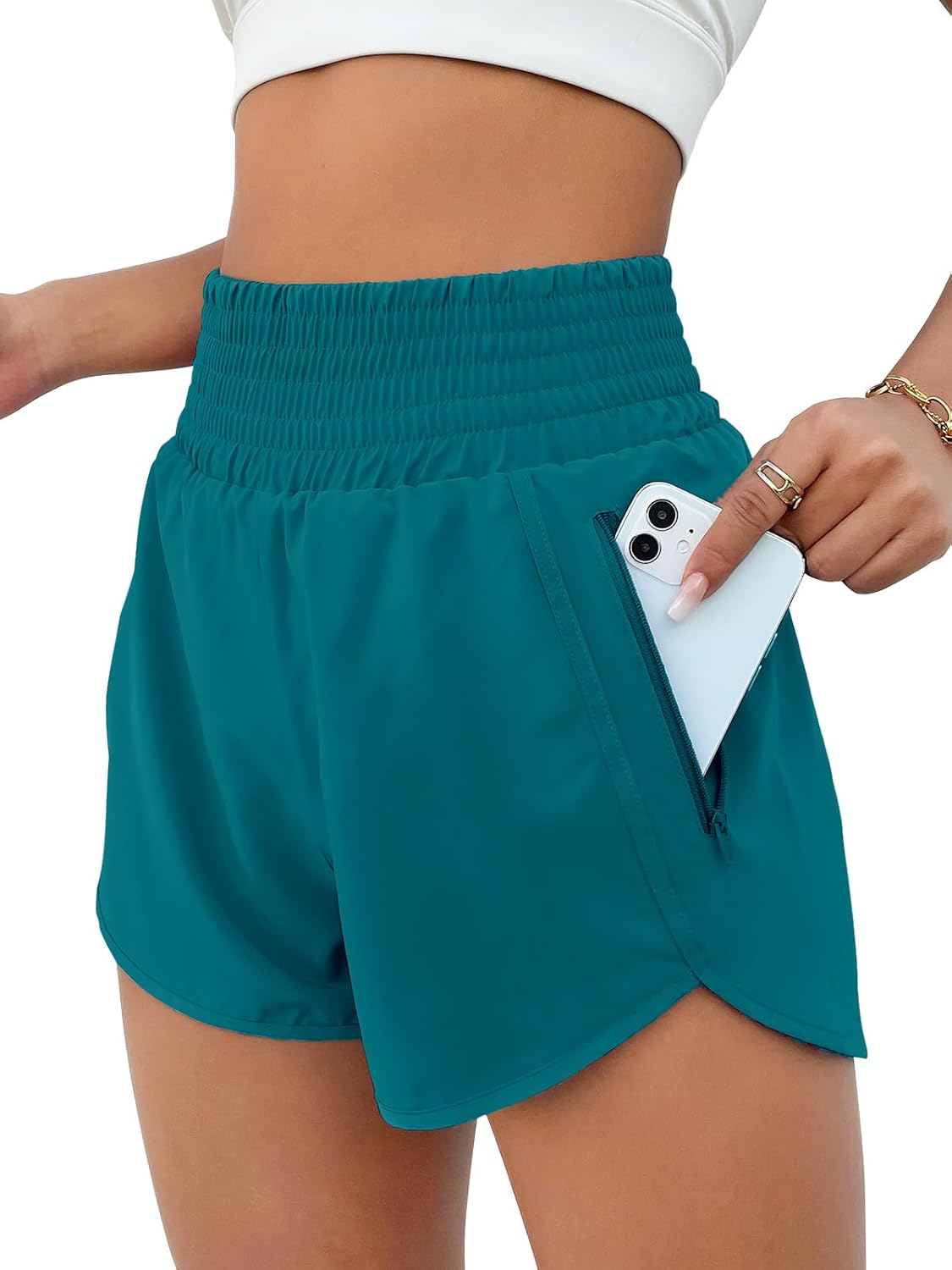 BMJL Women's Athletic Shorts High Waisted Running Short Pocket 2.5" Sporty Shorts Gym Workout Shorts