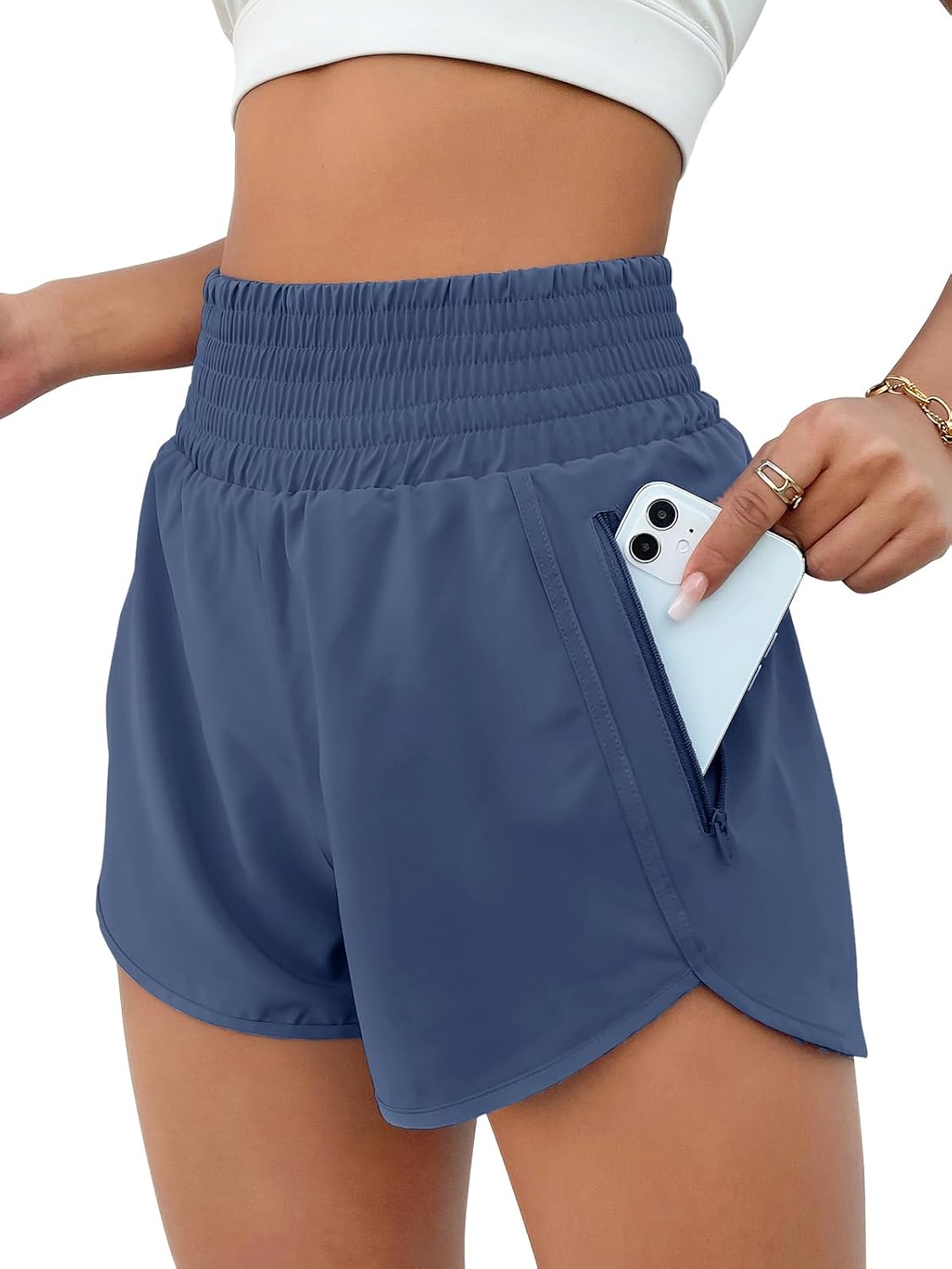 BMJL Women's Athletic Shorts High Waisted Running Short Pocket 2.5" Sporty Shorts Gym Workout Shorts