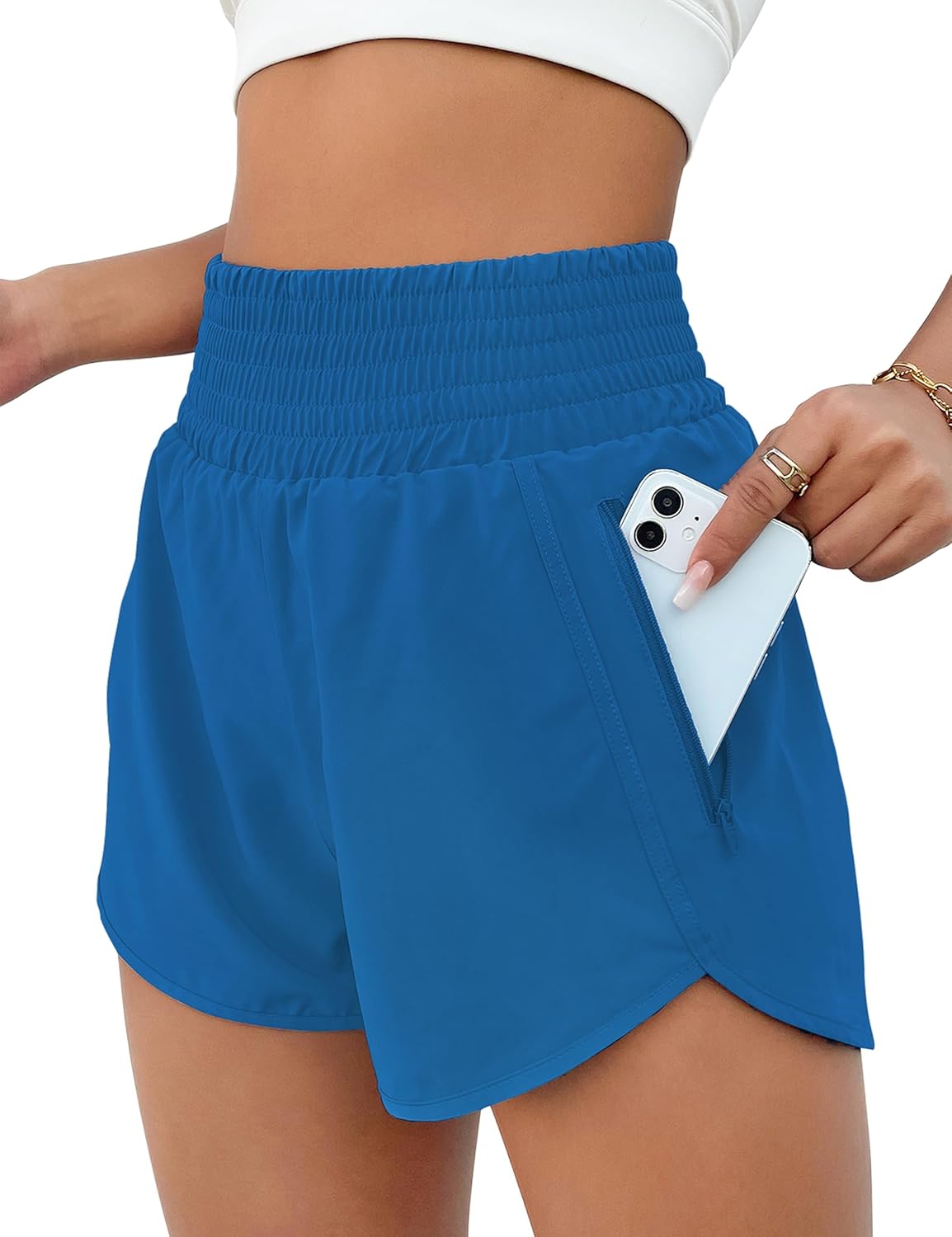 BMJL Women's Athletic Shorts High Waisted Running Short Pocket 2.5" Sporty Shorts Gym Workout Shorts