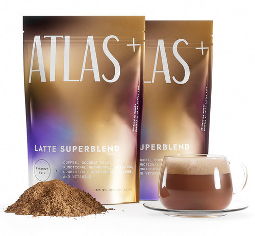 Atlas+ Mushroom Coffee Superblend– Premium Coffee with Collagen, Probiotics, D3 & B12, Lion’s Mane, Reishi, Cordyceps– for Energy, Focus, Immunity & Gut Health– 28 Servings (1 Bag)