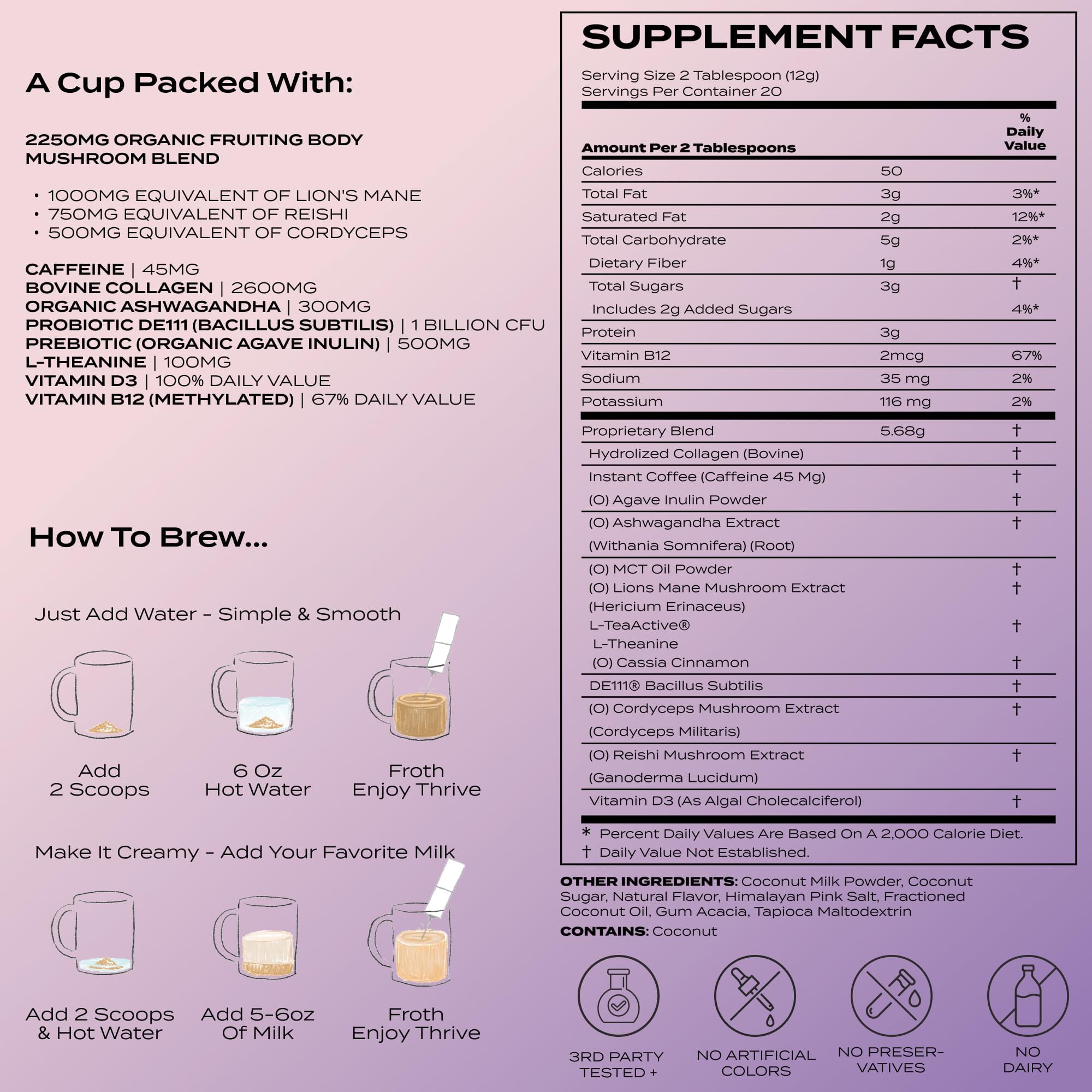 Atlas+ Mushroom Coffee Superblend– Premium Coffee with Collagen, Probiotics, D3 & B12, Lion’s Mane, Reishi, Cordyceps– for Energy, Focus, Immunity & Gut Health– 28 Servings (1 Bag)