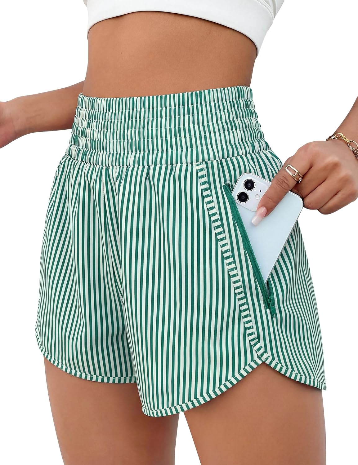 BMJL Women's Athletic Shorts High Waisted Running Short Pocket 2.5" Sporty Shorts Gym Workout Shorts