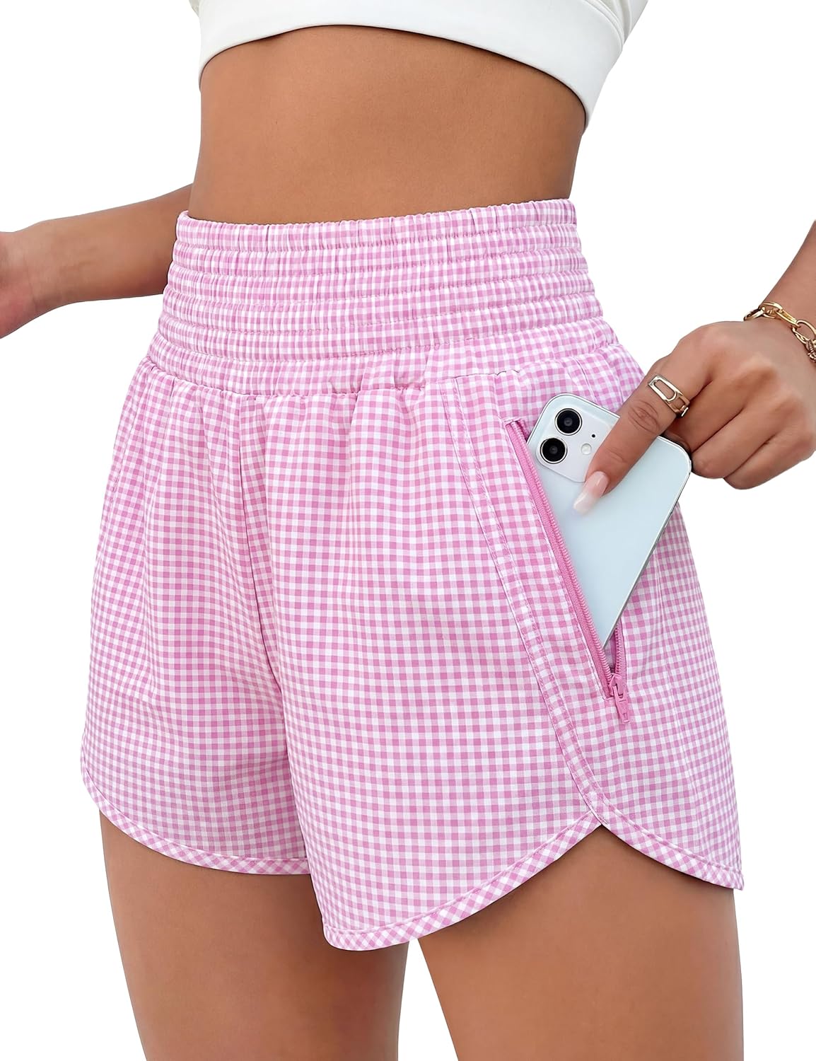 BMJL Women's Athletic Shorts High Waisted Running Short Pocket 2.5" Sporty Shorts Gym Workout Shorts