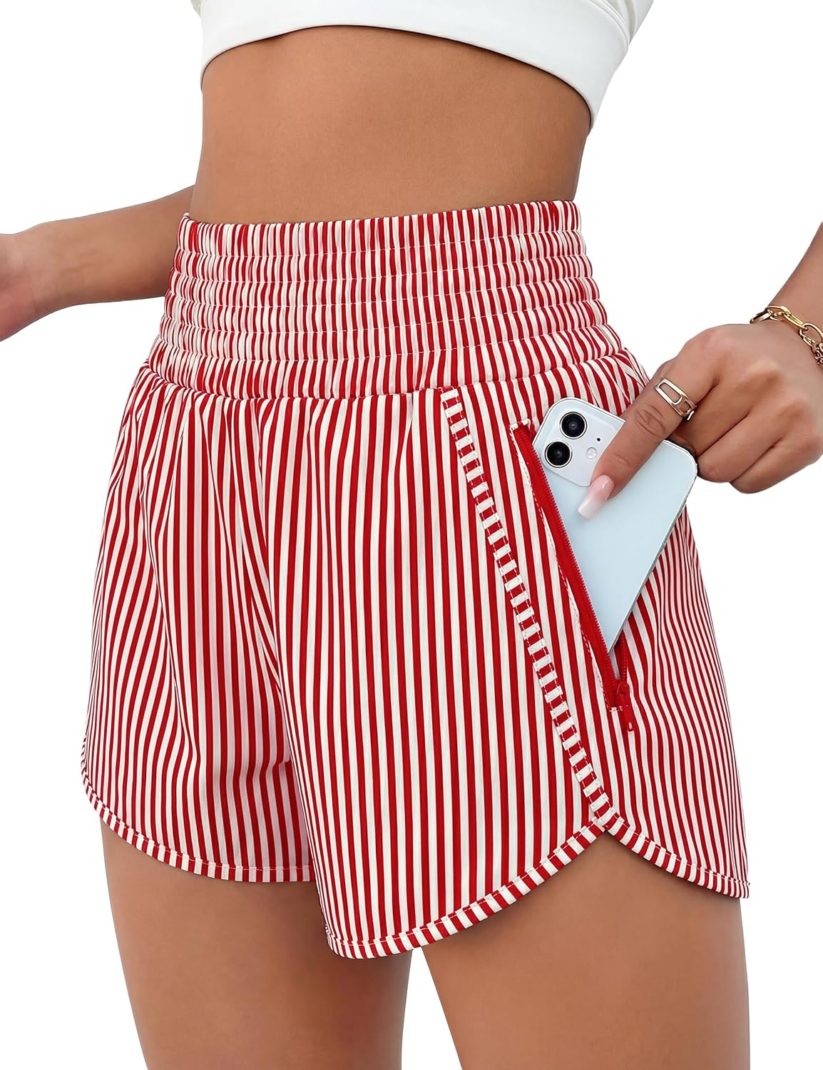 BMJL Women's Athletic Shorts High Waisted Running Short Pocket 2.5" Sporty Shorts Gym Workout Shorts