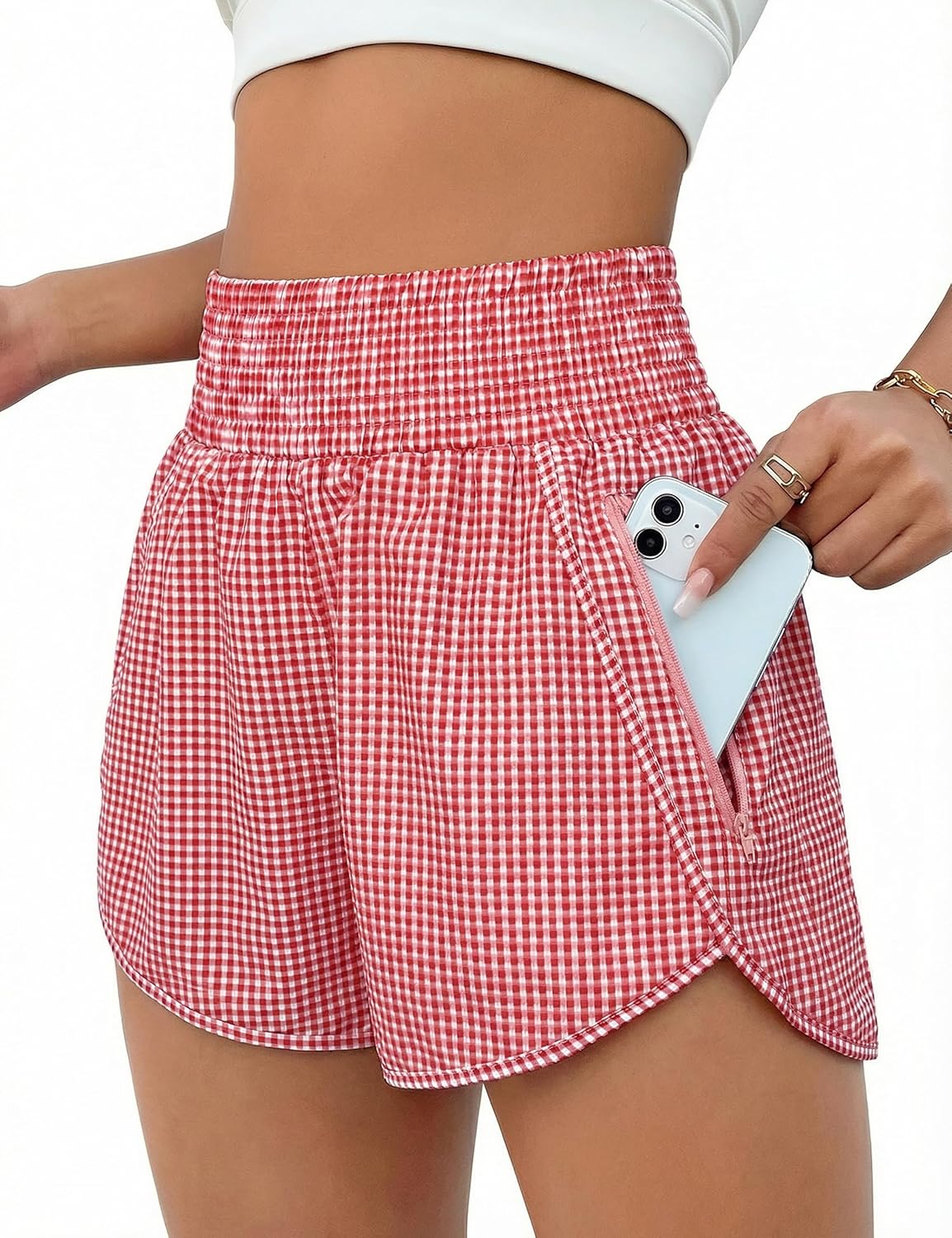 BMJL Women's Athletic Shorts High Waisted Running Short Pocket 2.5" Sporty Shorts Gym Workout Shorts