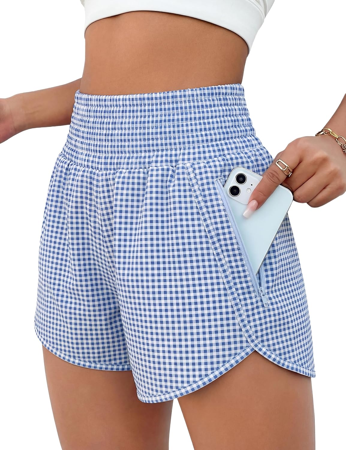 BMJL Women's Athletic Shorts High Waisted Running Short Pocket 2.5" Sporty Shorts Gym Workout Shorts