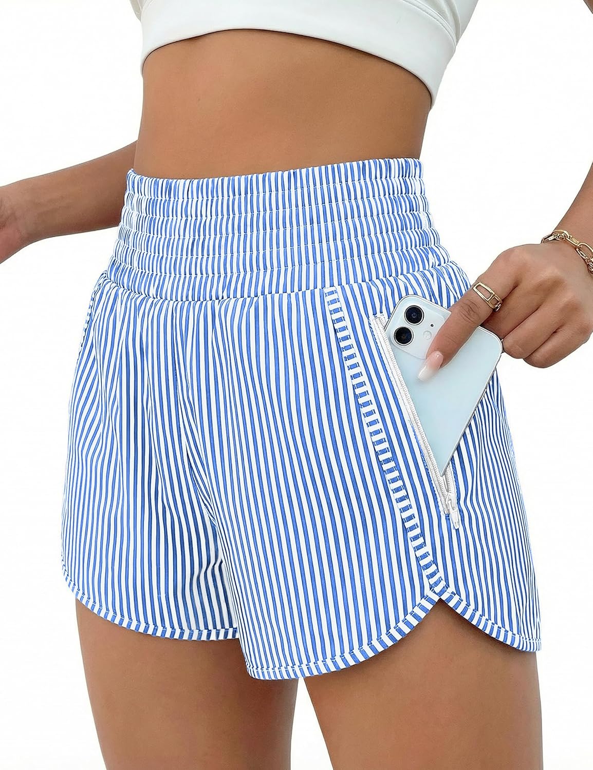 BMJL Women's Athletic Shorts High Waisted Running Short Pocket 2.5" Sporty Shorts Gym Workout Shorts